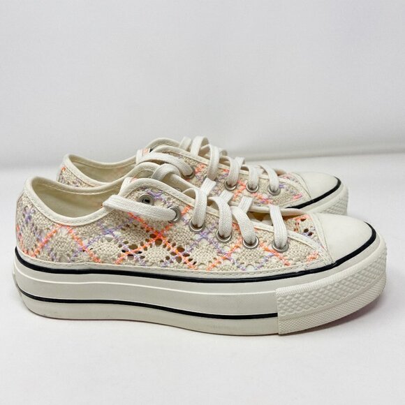 CONVERSE | Chuck Taylor All Star Platform Boho Crochet Wmns 8 Cream - Picture 4 of 11